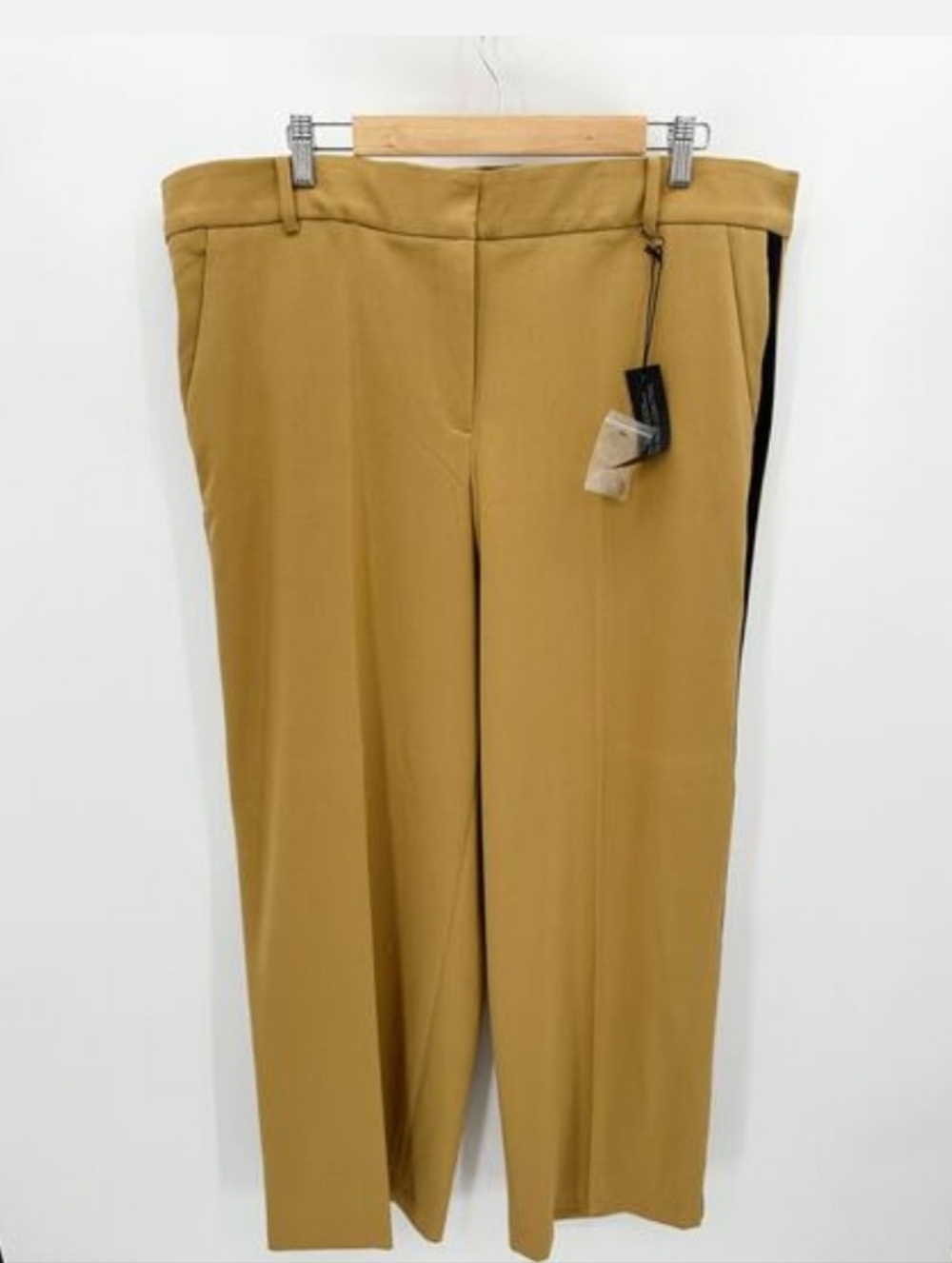 Lane Bryant Pants Women 20 NWT Tan Black The Ashley Tailored Side Stripe Trouser